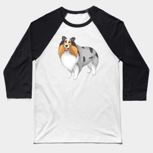 White, Blue Merle & Tan Shetland Sheepdog Dog Sheltie Baseball T-Shirt